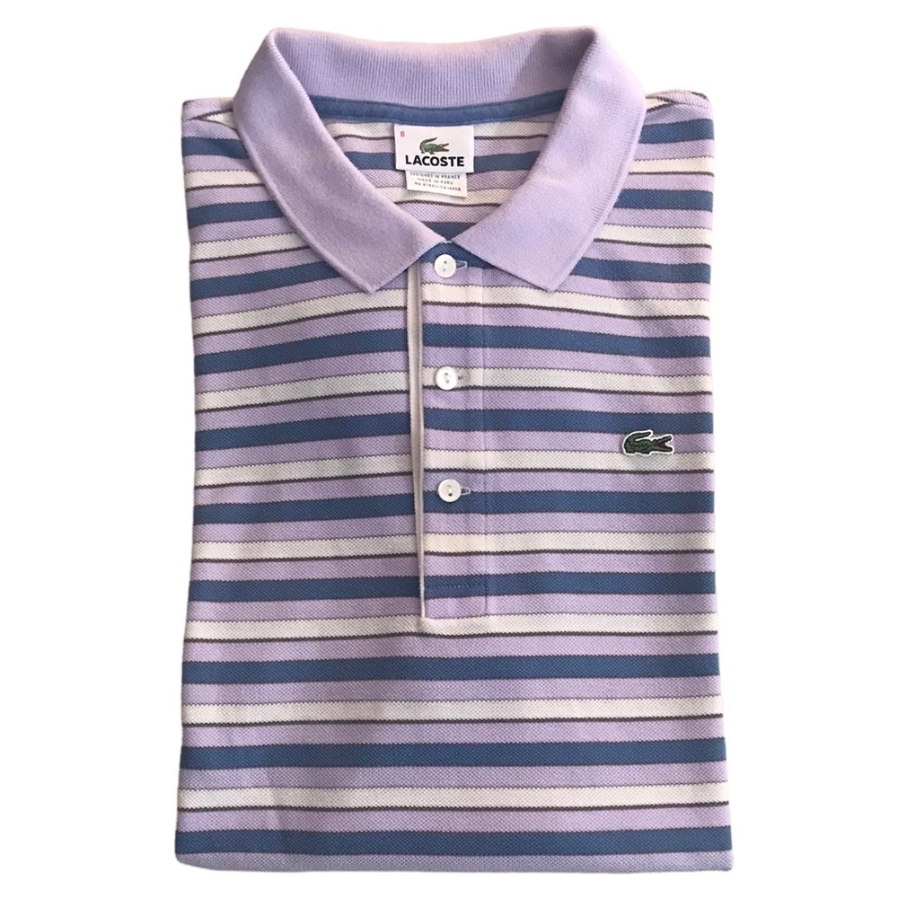 Lacoste Polo Shirt Striped 3XL Lavender Blue White Size 3XL Big & Tall